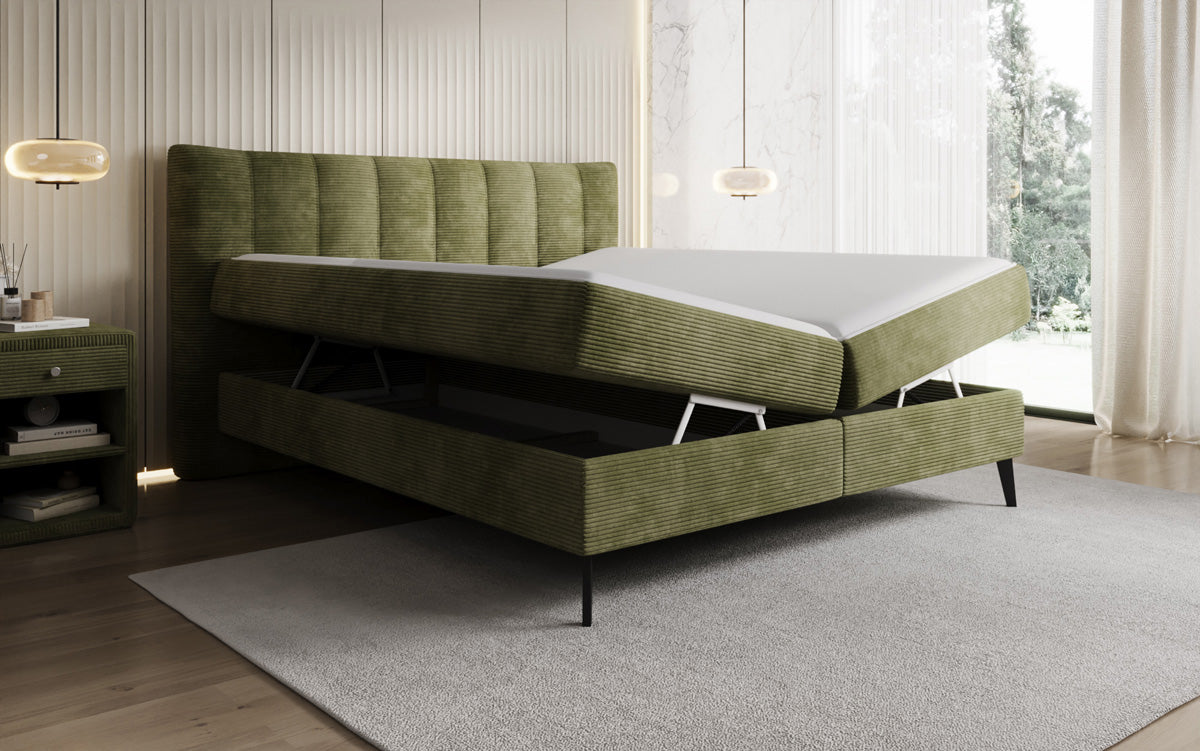 Boxspringbett Ines in Cord mit Stauraum