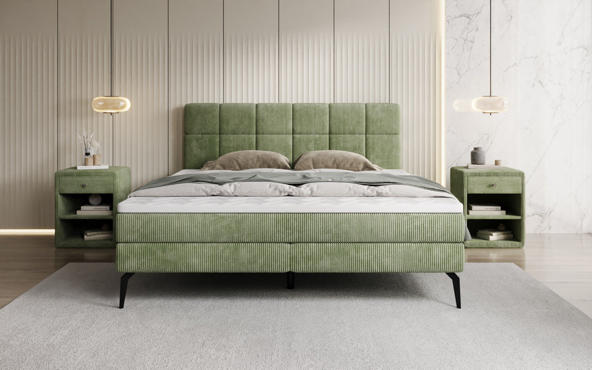 Boxspringbett Vera in Cord mit hohen Füßen