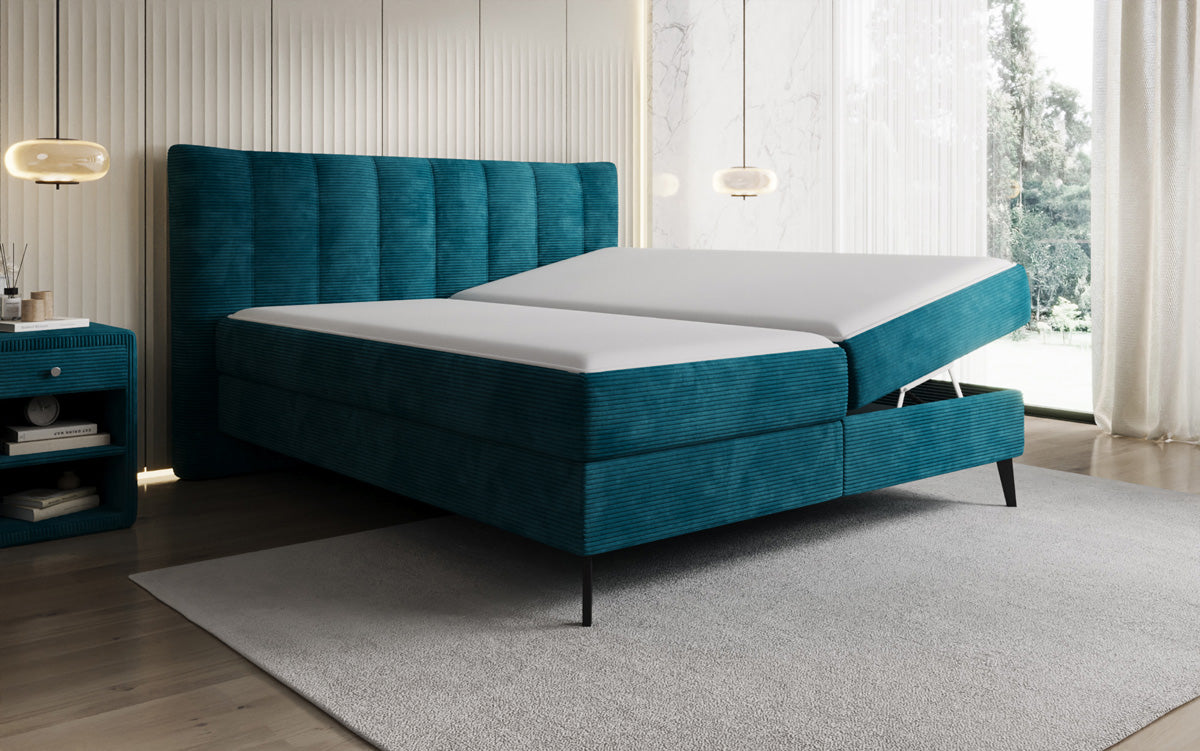 Boxspringbett Ines in Cord mit Stauraum