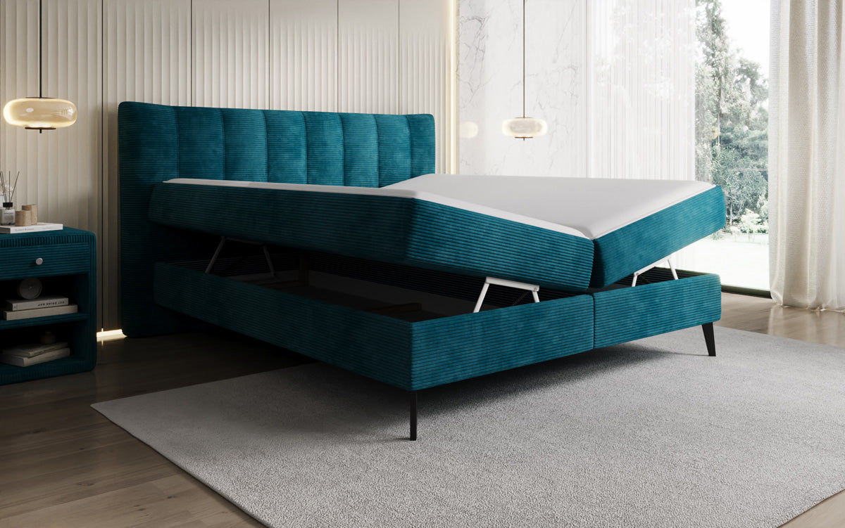 Boxspringbett Ines in Cord mit Stauraum
