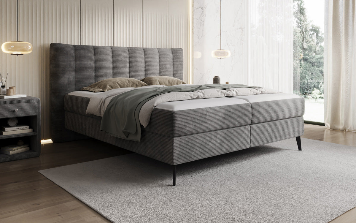 Boxspringbett Ines in Cord mit Stauraum