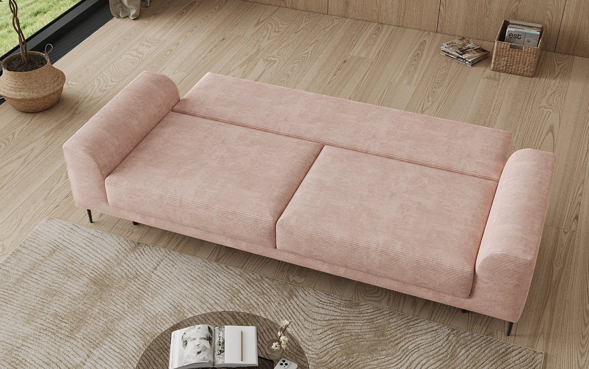 Designer 3 Sitzer Sofa Bloom in Cord mit Schlaffunktion und Stauraum