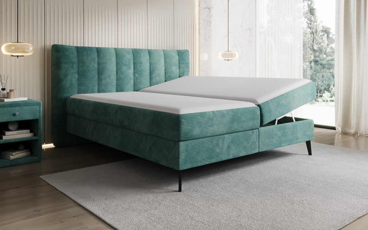 Boxspringbett Ines in Cord mit Stauraum