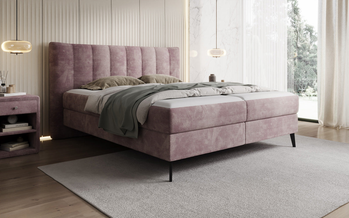 Boxspringbett Ines in Cord mit Stauraum