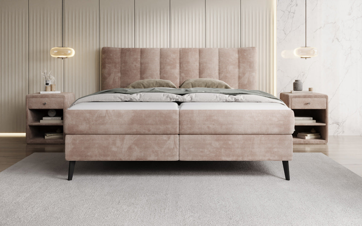 Boxspringbett Ines in Cord mit Stauraum