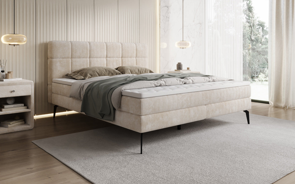 Boxspringbett Vera in Cord mit hohen Füßen