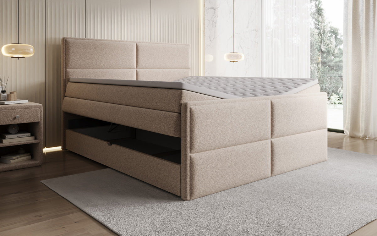Boxspringbett Viola in Strukturstoff mit Stauraum