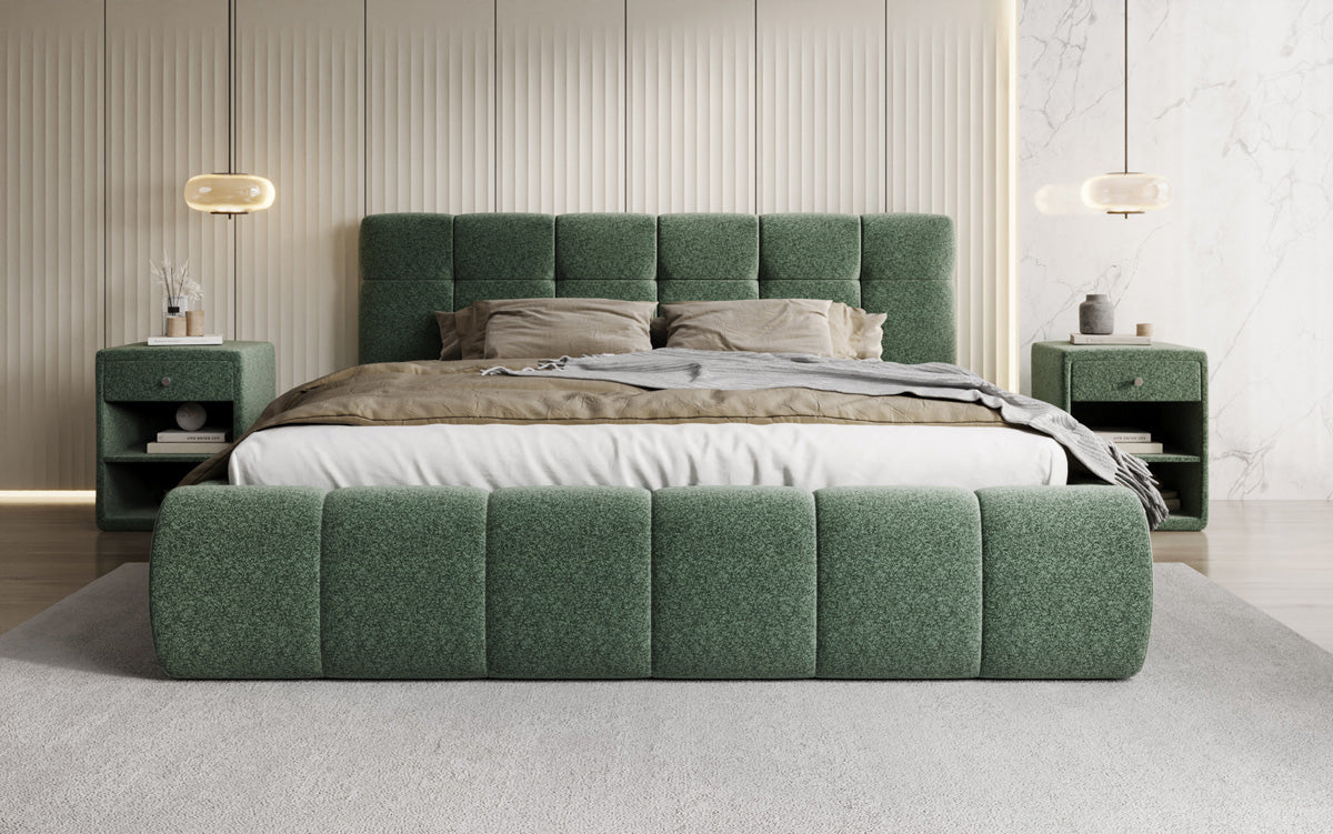 Designer Polsterbett Helena in Strukturstoff mit Stauraum