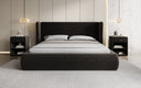 Designer Polsterbett Rosalie in Strukturstoff mit Stauraum