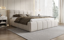 Designer Polsterbett Helena in Strukturstoff mit Stauraum