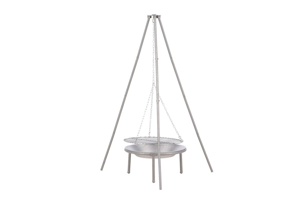 Schwenkgrill Tui - aus silberfarbenem Stahl