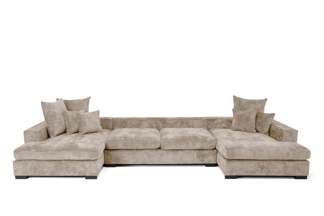 Designer Sofa Selena U mit Schlaffunktion in Strukturstoff