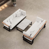 Vayla – 2 Zweisitzer & Tisch aus schwarzem Aluminium | Aevora™ Kollektion