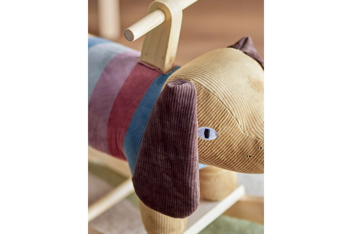 Kinder Schaukelpferd Maria - weiches Stoff-Schaukelspielzeug mit Holzgestell