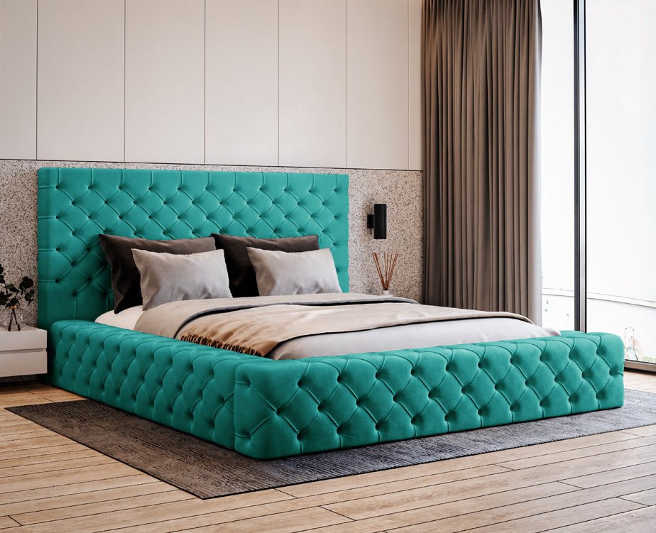 Lit rembourré design Lana Velours avec rangement