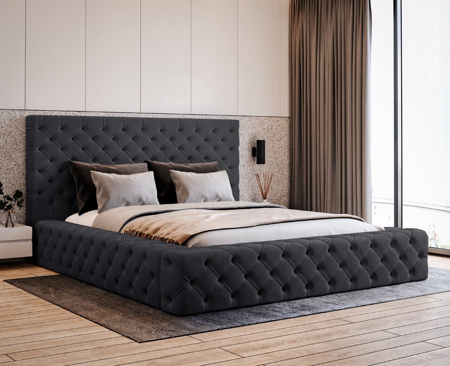 Lit rembourré design Lana Velours avec rangement