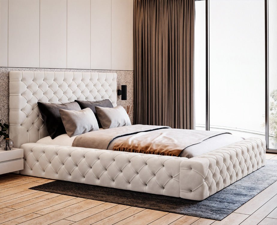 Lit rembourré design Lana Velours avec rangement