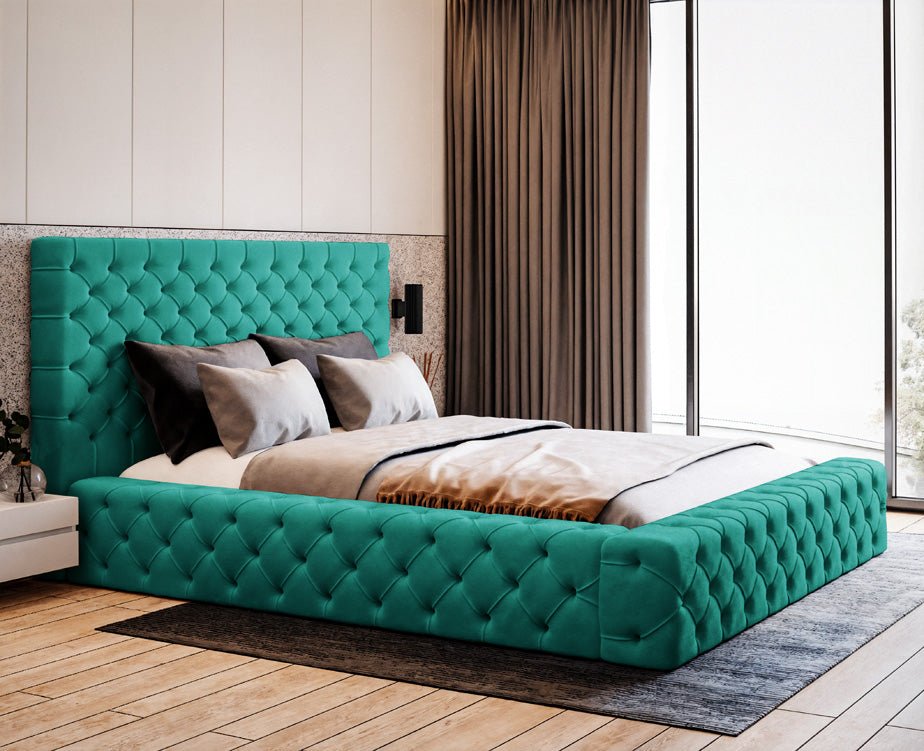 Lit rembourré design Lana Velours avec rangement