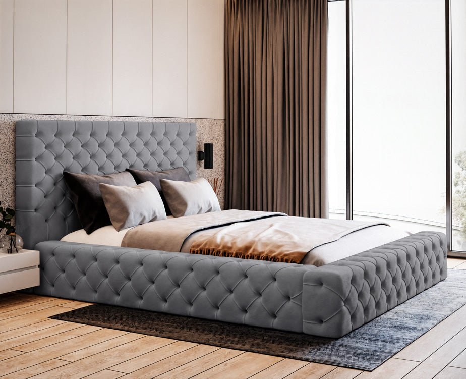 Lit rembourré design Lana Velours avec rangement