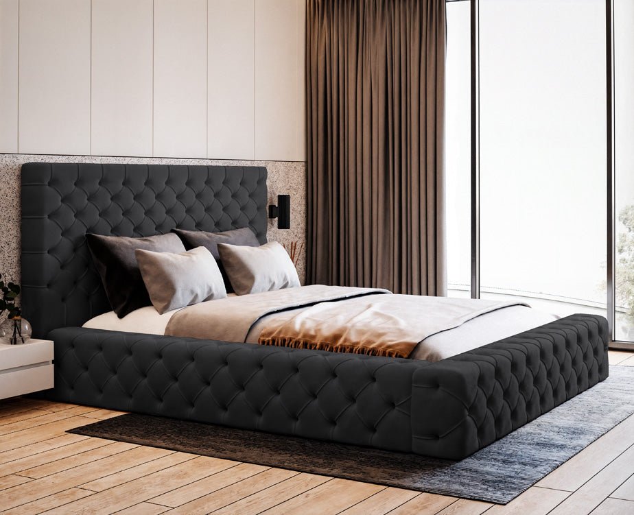 Lit rembourré design Lana Velours avec rangement