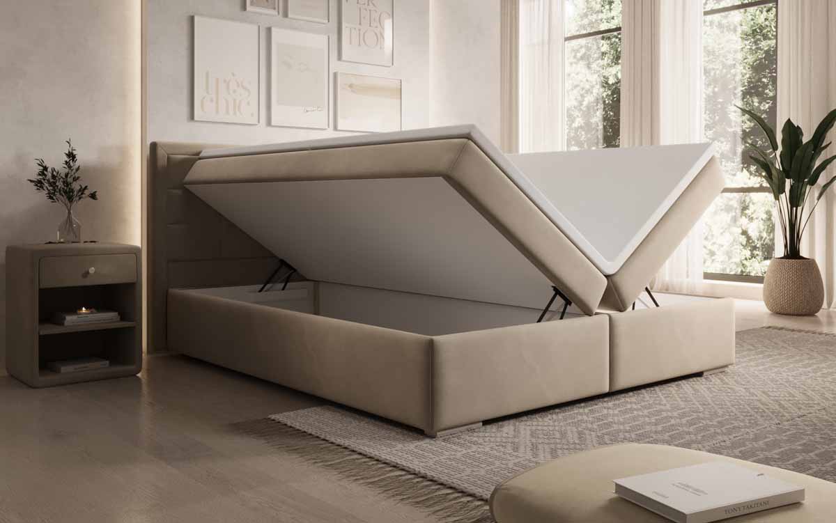 Boxspringbett Athina Samt mit Stauraum - Luxusbetten24