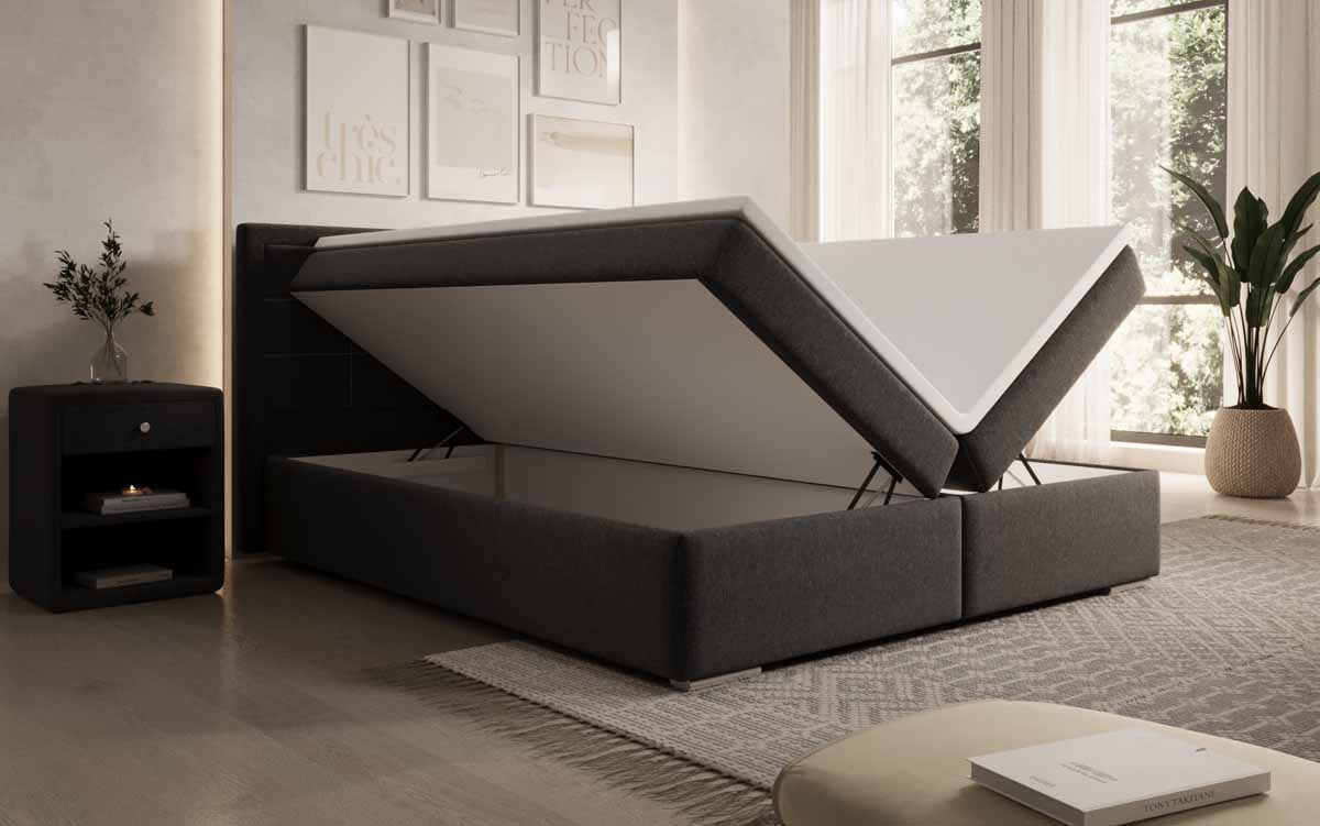 Boxspringbett Athina Stoff mit Stauraum - Luxusbetten24