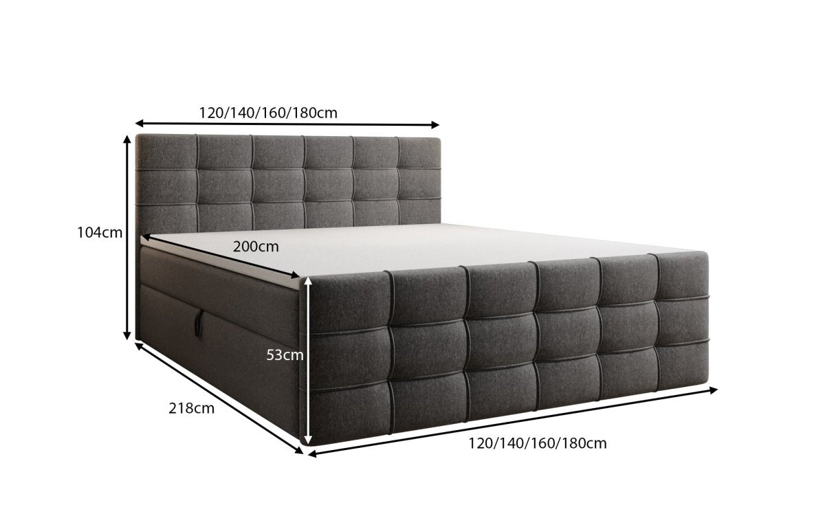 Boxspringbett Luxor Bouclé mit Stauraum