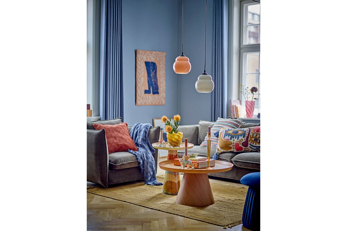 Überwurfdecke Runa- Blau, aus recycelter Baumwolle