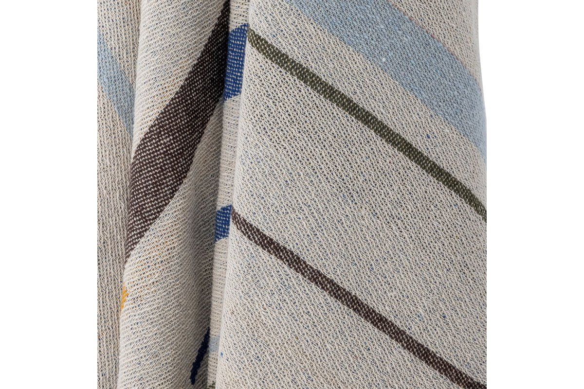 Überwurfdecke Mira – Blau, aus recycelter Baumwolle