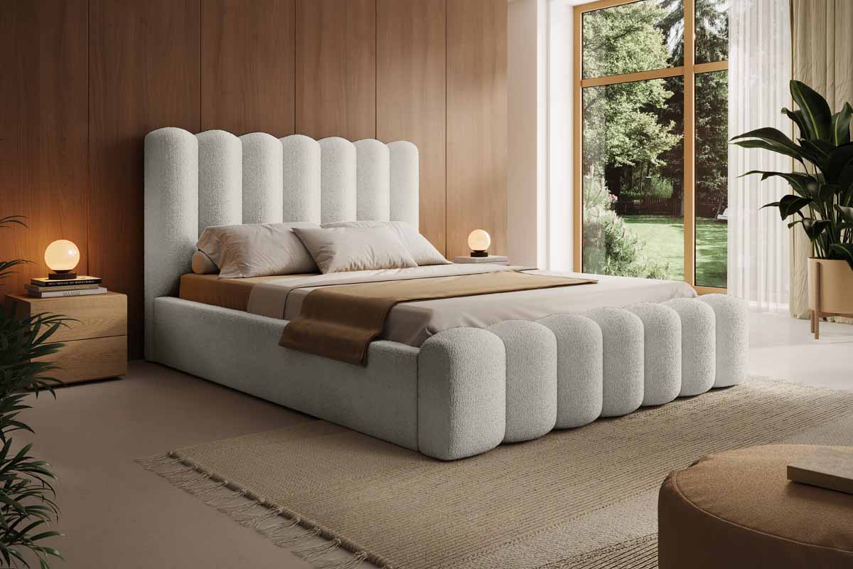 Designer Polsterbett Amore Bouclé mit Stauraum - Luxusbetten24