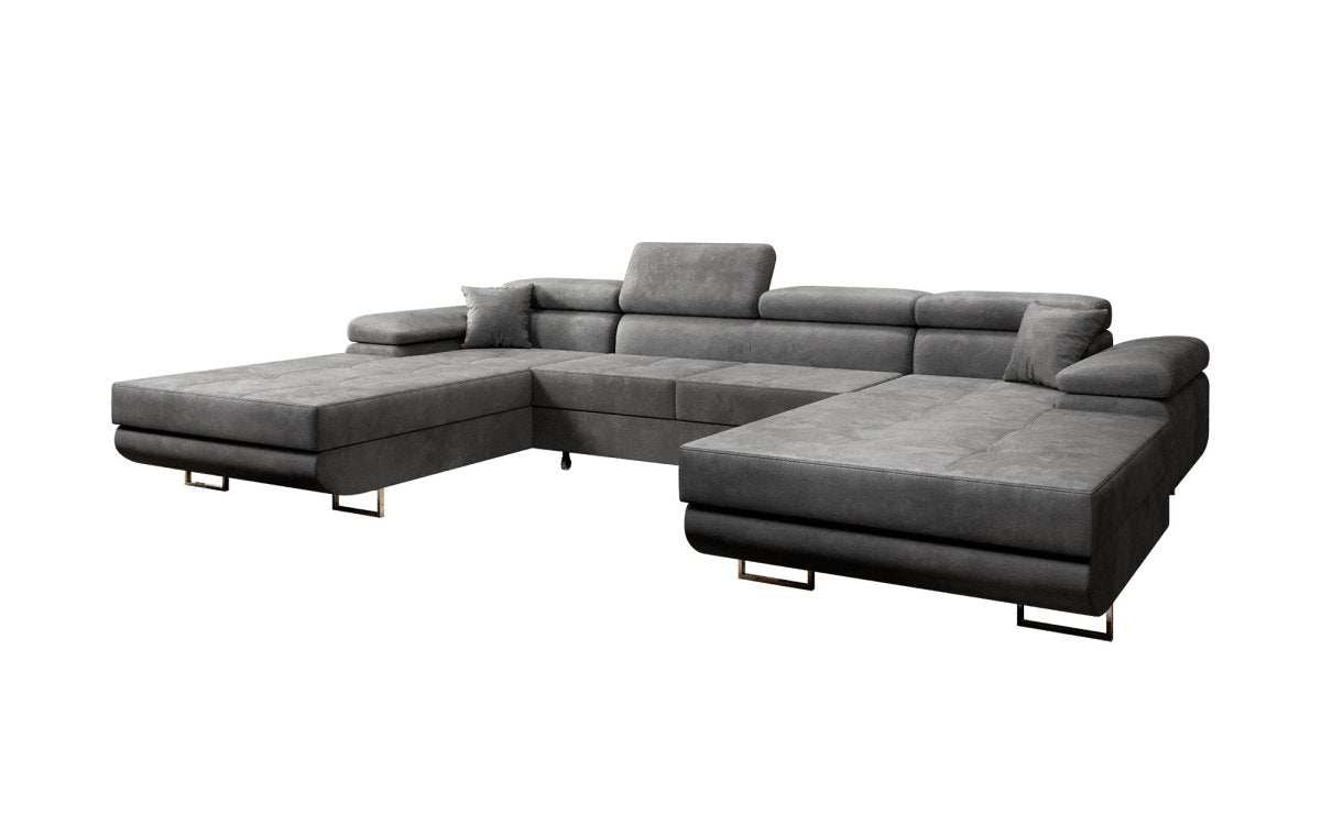 Designer Sofa Calvera U mit Schlaf- und Klappfunktion (Samt) - Luxusbetten24