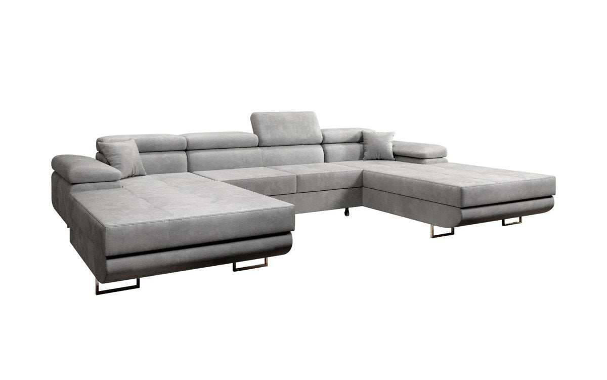 Designer Sofa Calvera U mit Schlaf- und Klappfunktion (Samt) - Luxusbetten24