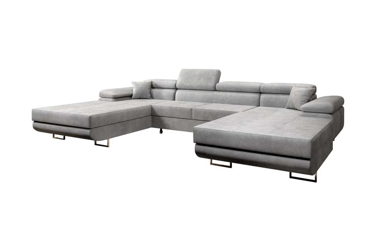 Designer Sofa Calvera U mit Schlaf- und Klappfunktion (Samt) - Luxusbetten24