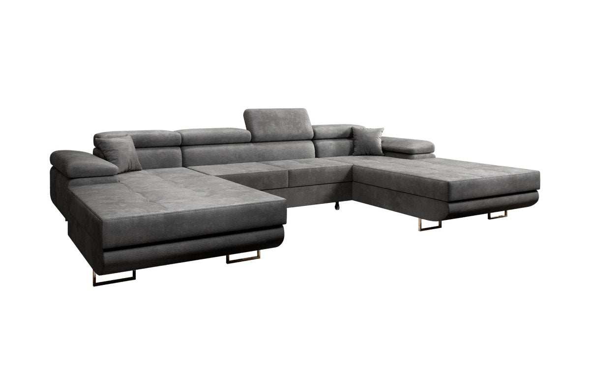 Designer Sofa Calvera U mit Schlaf- und Klappfunktion (Samt) - Luxusbetten24