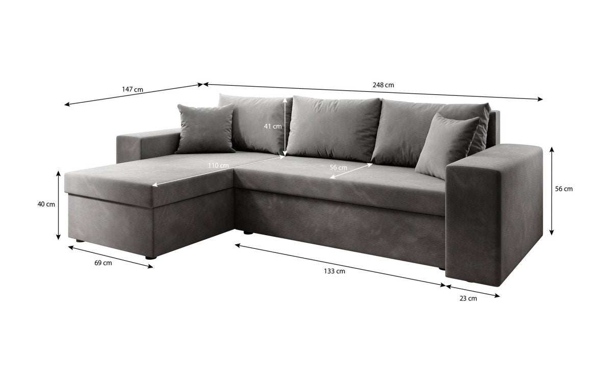 Designer Sofa Denver Bouclé mit Schlaf- und Klappfunktion