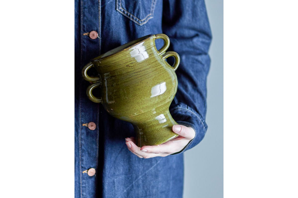 Blumentopf „Selari“ – Grünes Steingut