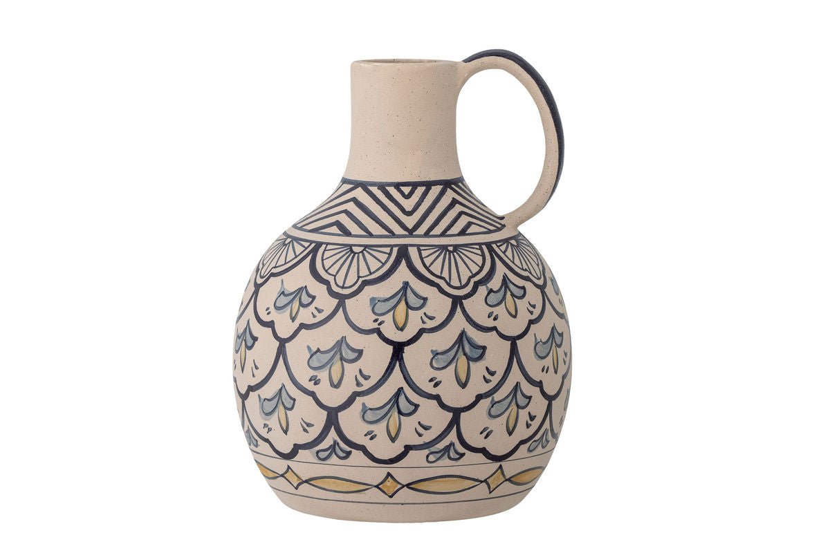 Vase "Filigrane" - blaue Steingut Vase