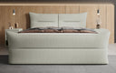 Boxspringbett Elea Leinen-Optik in Salbei (Beverly 15) – Milieu frontal