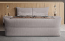 Boxspringbett Elea Leinen-Optik in Hellgrau (Beverly 24) – Milieu frontal