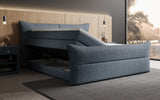Boxspringbett Elea Leinen-Optik in Anthrazit (Beverly 25) – Stauraum geöffnet seitlich