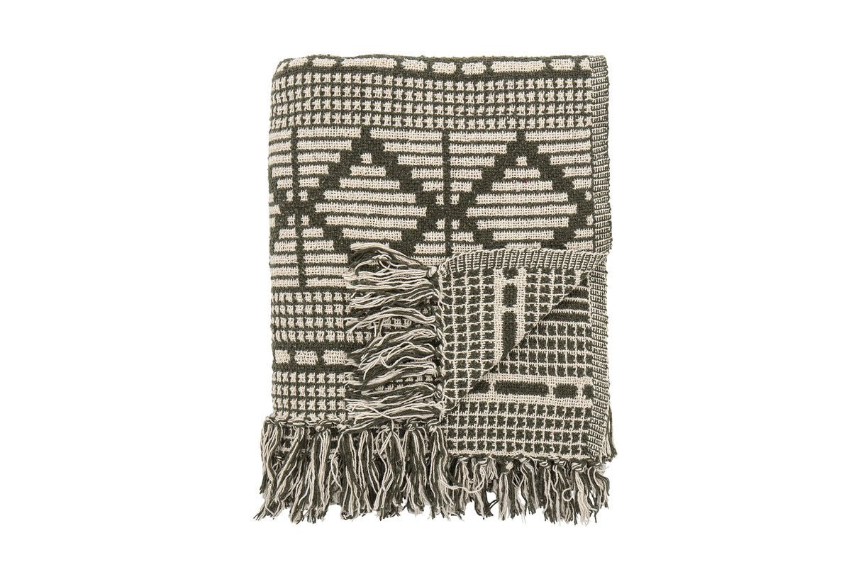 Überwurfdecke Alva – Grün, aus recycelter Baumwolle