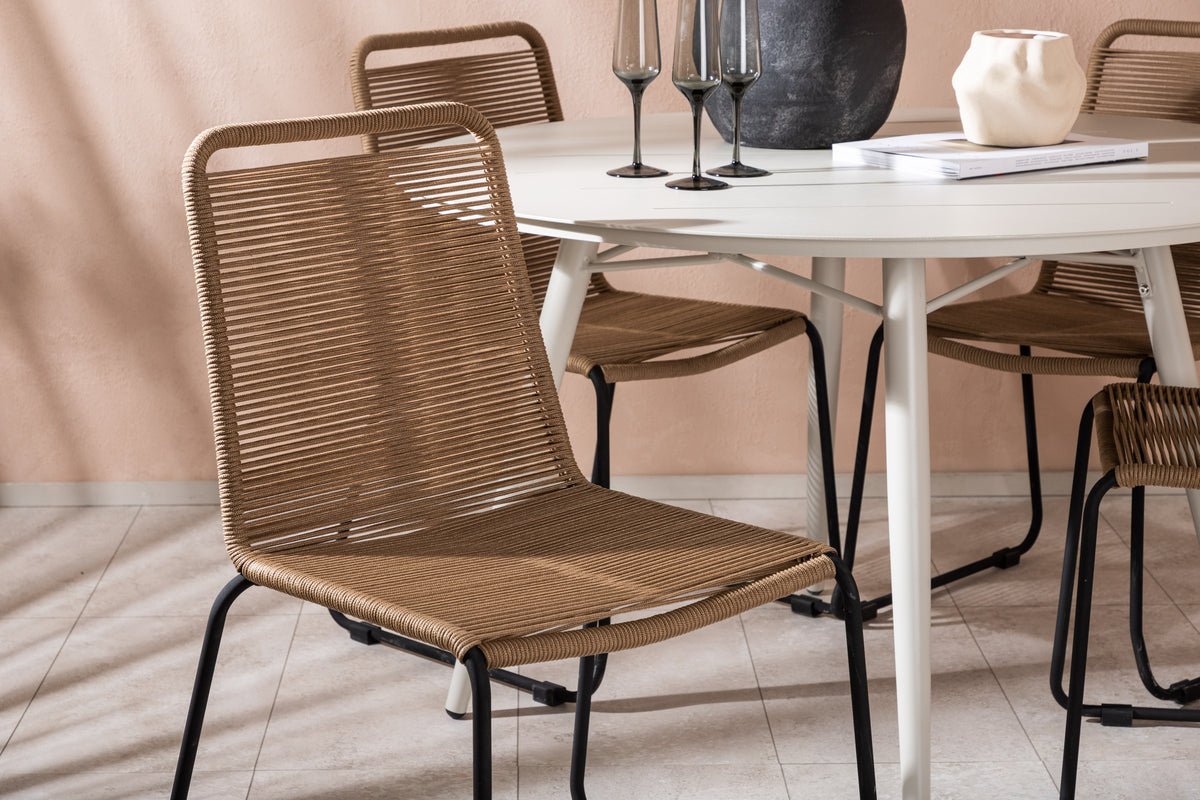 Garten Essgruppe Fina – 5-teiliges Gartenmöbel-Set mit rundem Tisch