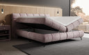 Boxspringbett Milla Cord in Mauve (Poso 130) – Stauraum geöffnet