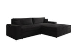 Designer Ecksofa Lugo in Cord – Schwarz – Rechts