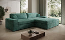 Designer Ecksofa Lugo in Cord – Vintage Blau – Rechts