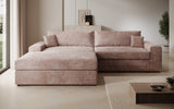 Designer Ecksofa Lugo in Cord – Rosé – Links