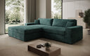 Designer Ecksofa Lugo in Cord – Petrol – Links