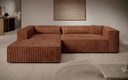 Designer Ecksofa Vasto in Cord – Orange – Links