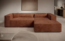 Designer Ecksofa Vasto in Cord – Orange – Rechts