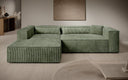 Designer Ecksofa Vasto in Cord – Salbei – Links